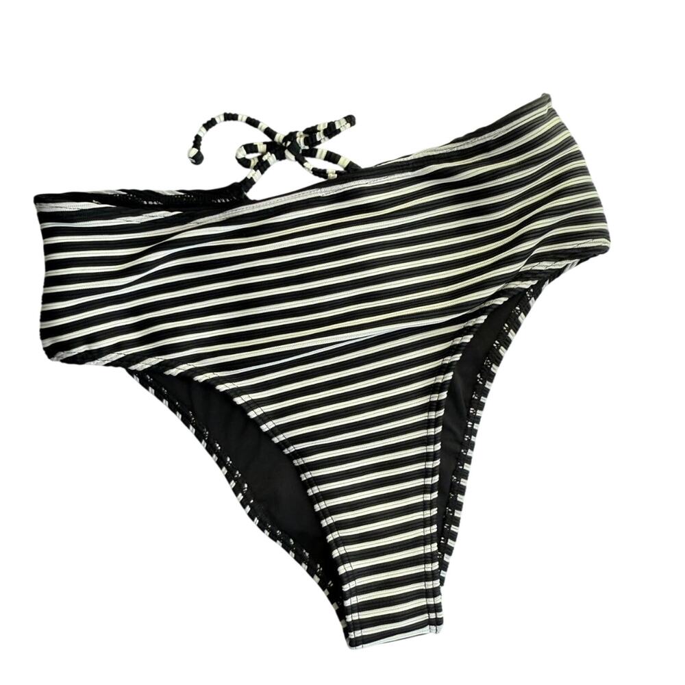 Byrds of Paradise Striped Bikini Bottom Black White Sz S Pool Beach Summer